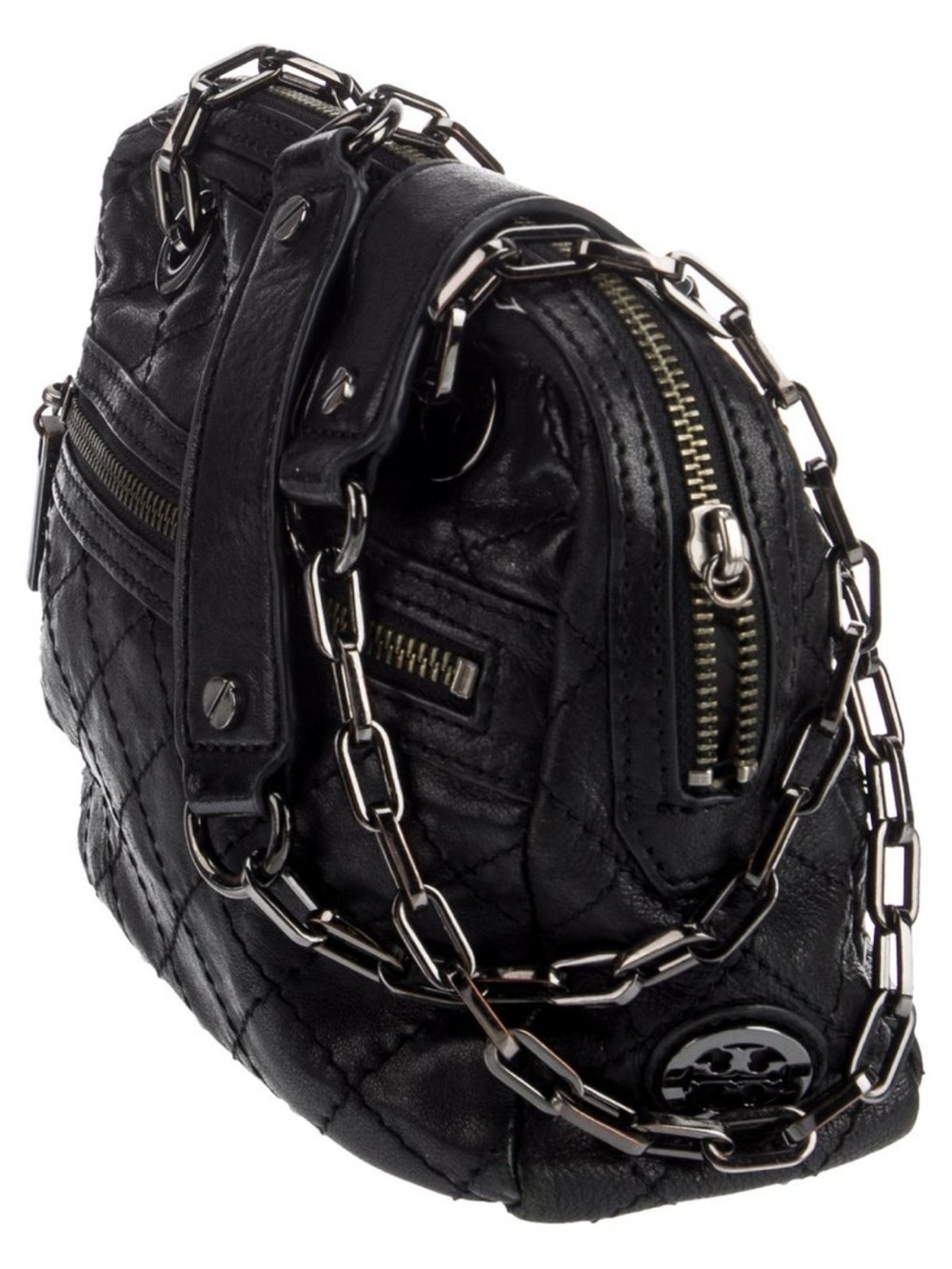 Tory Burch Quilted Leather Chain-Detail Shoulder Bag - Black - Picture 4 of 10